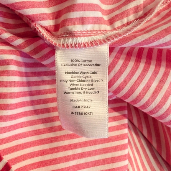 Talbots Pink White Striped Smocked Long Sleeve Shirt Size Medium Petite - Picture 5 of 5